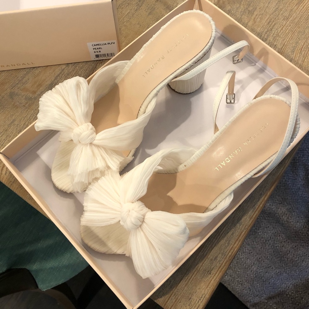 Loeffler Randall Cream Bow Sandals